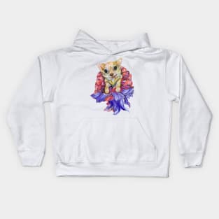 Chihuahua in the Dress Made of Flowers Kids Hoodie